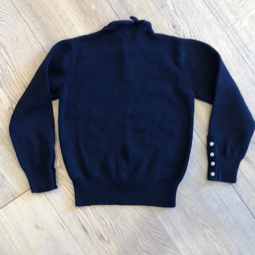 Olive Juice Navy Sweater with Bow and Button Details, Girls 6